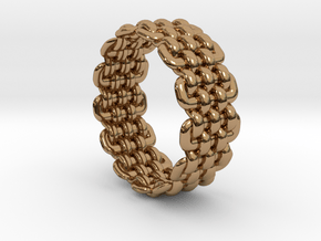 Wicker Pattern Ring Size 12 in Polished Brass