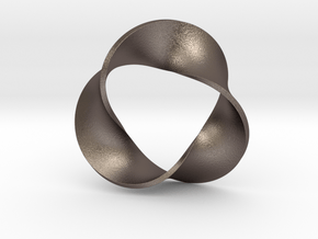 0157 Mobius strip (p=3, d=5cm) #005 in Polished Bronzed Silver Steel