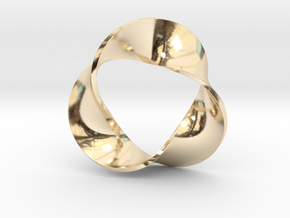 0157 Mobius strip (p=3, d=5cm) #005 in 14k Gold Plated Brass