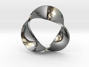0157 Mobius strip (p=3, d=5cm) #005 in Fine Detail Polished Silver