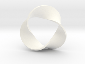 0158 Mobius strip (p=3, d=10cm) #006 in White Processed Versatile Plastic