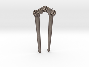Hairfork Flower Arch 4cm hair fork in Polished Bronzed Silver Steel