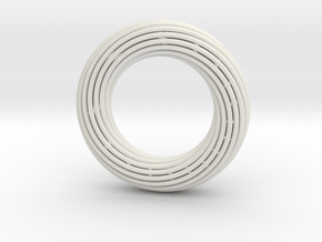 0161 Torus of Doubly Twisted Strips (p=1, d=10cm) in White Natural Versatile Plastic