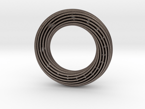 0161 Torus of Doubly Twisted Strips (p=1, d=10cm) in Polished Bronzed Silver Steel