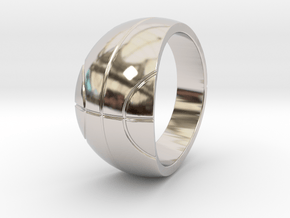 Size 6 Basketball Ring  in Rhodium Plated Brass