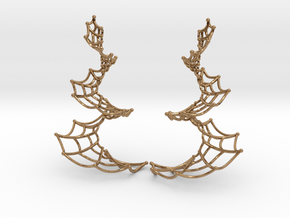 Spiral Spider Web Earrings in Polished Brass