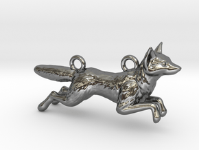 Jumping Fox in Fine Detail Polished Silver