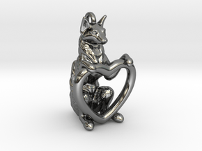 Fox Heart in Fine Detail Polished Silver