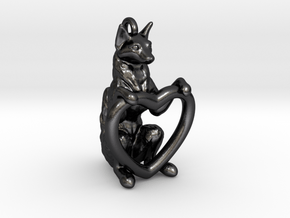 Fox Heart in Polished and Bronzed Black Steel