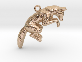 Pouncing Fox in 14k Rose Gold Plated Brass