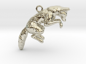 Pouncing Fox in 14k White Gold