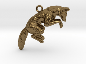 Pouncing Fox in Polished Bronze