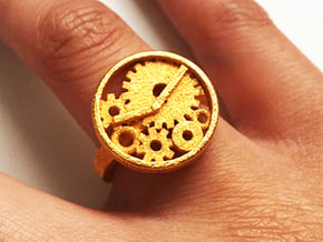 Watch Ring in Polished Gold Steel