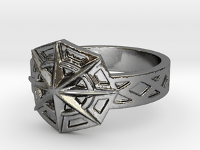 Star of the Arcane Order Ring Size 10 in Fine Detail Polished Silver