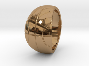 Size 10 Basketball Ring  in Polished Brass