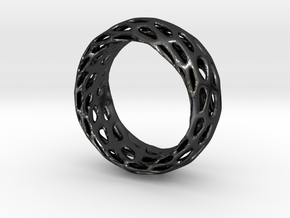 Trous Ring Size 4 in Polished and Bronzed Black Steel