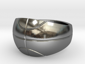 Size 13 Basketball Ring  in Polished Silver