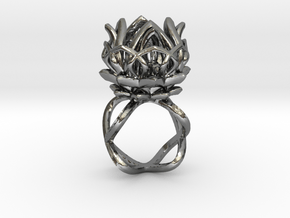 The Lotus Flower Ring / size 7 1/2 US in Polished Silver