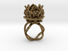 The Lotus Flower Ring / size 7 1/2 US in Natural Bronze