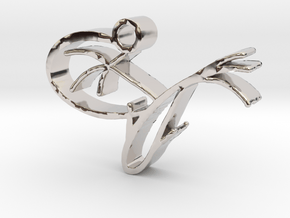 Zen pendant - fish and lily pad in Rhodium Plated Brass