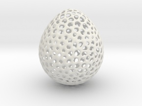 Egg Voronoi Style 5Cm hight in White Natural Versatile Plastic
