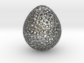Egg Voronoi Style 5Cm hight in Fine Detail Polished Silver