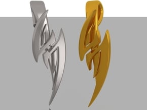 Jin Kazama Tattoo Pendant in Polished Gold Steel