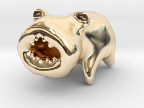 Faceless Bear That is Eating Your Finger in 14k Gold Plated Brass