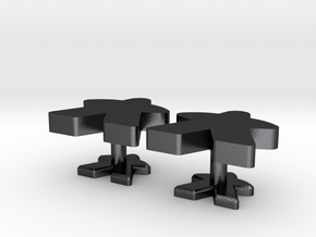 Meeple Cufflinks in Polished and Bronzed Black Steel