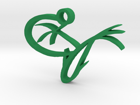Zen pendant - Fish and Lily Pad in Green Processed Versatile Plastic