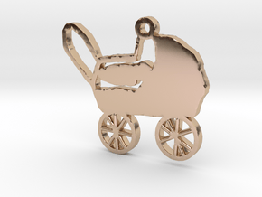 Baby Carriage Necklace Pendant in 14k Rose Gold Plated Brass