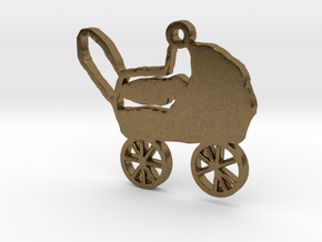 Baby Carriage Necklace Pendant in Natural Bronze