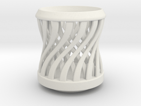 Tea Candle Double Spiral in White Natural Versatile Plastic
