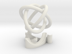 Borromean rings with stand in White Natural Versatile Plastic