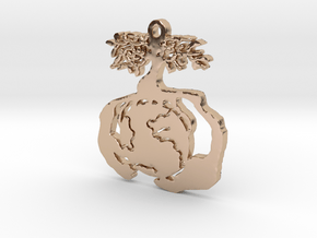 Earth Tree Conservation Necklace Pendant in 14k Rose Gold Plated Brass