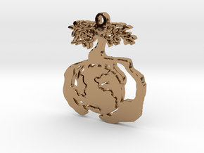 Earth Tree Conservation Necklace Pendant in Polished Brass