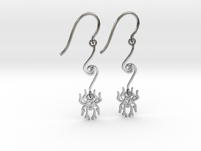 Spider Earrings in Fine Detail Polished Silver