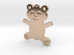 Cute Teddy Bear Necklace Pendant in 14k Rose Gold Plated Brass