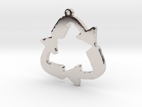 Recycle Symbol Necklace Pendant in Platinum