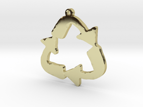 Recycle Symbol Necklace Pendant in 18k Gold Plated Brass
