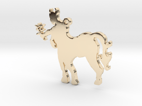 Centaur with a Flower Necklace Pendant in 14K Yellow Gold