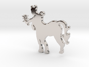 Centaur with a Flower Necklace Pendant in Rhodium Plated Brass