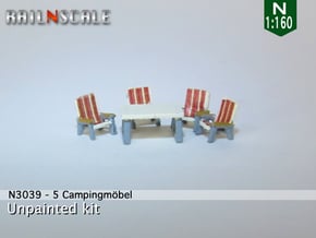 5 Campingmöbel (N 1:160) in Gray Fine Detail Plastic