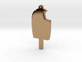 Ice Cream Bar with bite Missing Necklace Pendant in Polished Brass
