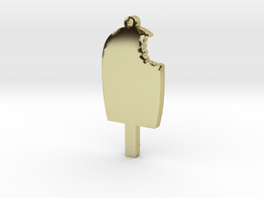 Ice Cream Bar with bite Missing Necklace Pendant in 18k Gold Plated Brass