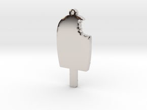 Ice Cream Bar with bite Missing Necklace Pendant in Rhodium Plated Brass