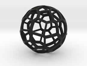 Voronoi Sphere 2 in Black Natural Versatile Plastic