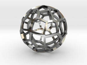 Voronoi Sphere 2 in Fine Detail Polished Silver