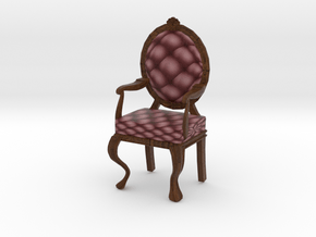 1:12 One Inch Scale MaroonDark Oak Louis XVI Chair in Full Color Sandstone