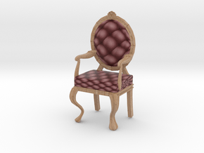 1:12 One Inch Scale MaroonPale Oak Louis XVI Chair in Full Color Sandstone